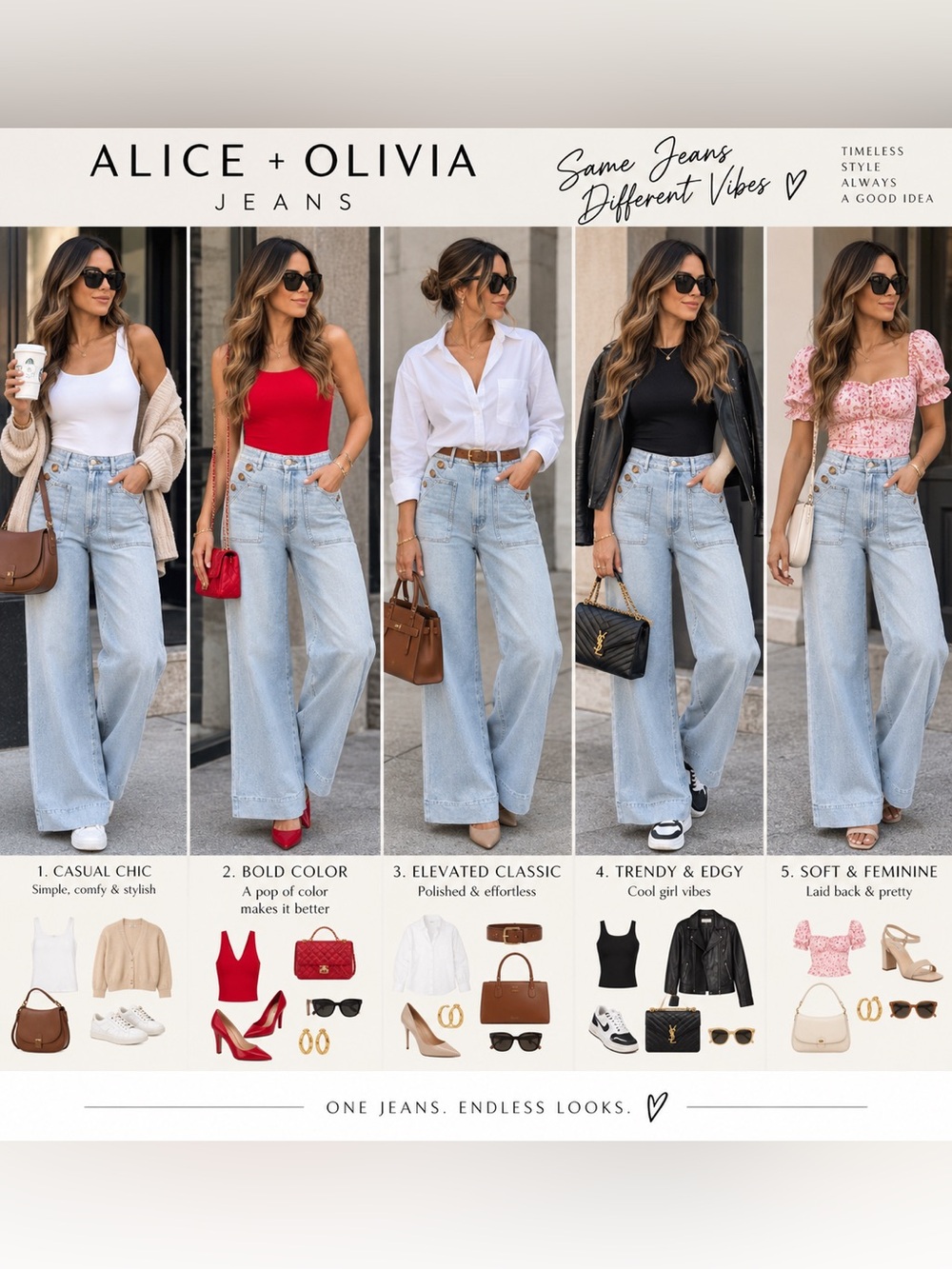 Alice + Olivia Light Wash High-Rise Wide-Leg Jeans